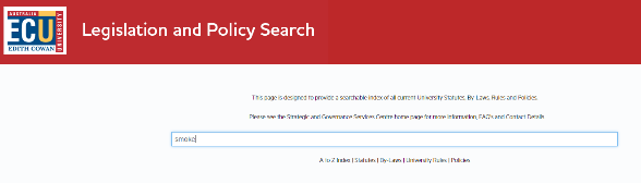 Case Study - ECU - Screenshot Legislation and Policy Search 2